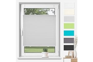 ‎TFSKY TFSKY Plissee ohne Bohren Klemmfix 100x200cm(BxH) Grau Easyfix Plisseerollo Faltrollo Sichtschutz Plissee Lichtdurchlässig mit Klemmträger Fenster plissee innen Blickdicht