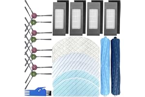 EATBALE Kit di parti di ricambio per Ecovacs Deebot Ozmo T9 AIVI / T9 AIVI+ robot aspirapolvere, kit di accessori 2 spazzole principali, 8 spazzole laterali, 4 filtri HEPA, 6 panni per mocio (19Pezzi)