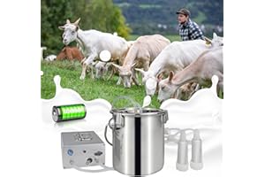 CJWDZ Electric Milking Machine for Goats 7L Portable Pulsation Adjustable Vacuum Pressure Pump Milker Stainless Steel Automatically Stop Livestock Milking Machine（Goat 7L）