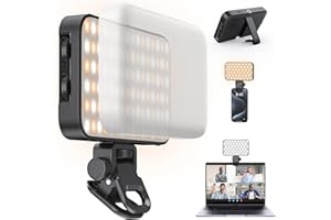 ANXRE Selfie Licht mit Soft-Diffusor & integriertem Ständer – Wiederaufladbares Clip-Fill-Licht mit 96 LEDs, geeignet für Handy, iPhone, Kamera und Laptop, für Make-up, TikTok, Vlogs und Videoanrufe