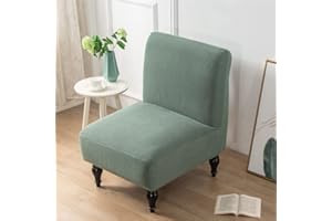 Highdi Sesselbezug Ohne Armlehne, Akzent Stuhlhussen Ohne Armlehnen, Jacquard Wildleder Abnehmbarer Waschbare Sessel-Überwürfe, Stretch Sesselschoner für Hotel Cafe Wohnzimmer (Olivgrün)