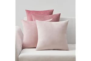 Topfinel Fundas Cojines Sofa 40x40 Decorativa Hogar Cojines Rosa de Terciopelo para Salon Cama Jardin Dormitorio Suave Juego de 4 Fundas de Cojin Modernos Serie Colores Rosa