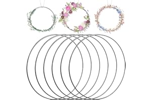 SYLANDA Metallringe zum Basteln - 6 Stück 20cmø 3mm stark Schwarz Metallring, Drahtringe zum Basteln, für Wickeltechnik Traumfänger Floristik Hochzeitskranz