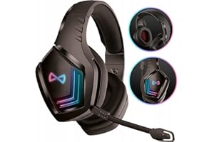 FOREVER GHS-700 Casque Gaming sans Fil – Casque Bluetooth 5.1 avec Micro pour PS Xbox PC Nintendo – Casque Reducteur de Bruit Over Ear avec Rétroéclairage RVB et Batterie 12h - Gaming Accessoire