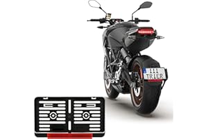 3D CARBON DESIGN 1x Kennzeichenhalter Made in EU 255 x 135 mm 25,5 x 13,5 cm (für Roller Moped Traktor Anhänger Motorrad Hänger) Für Kennzeichen im Format 255 x 135 mm/Mit Rückstrahler Reflektor Rot mit Zulassung