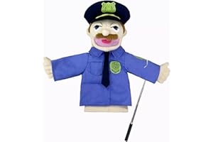 LOMTRATS Theater Hand Puppets for kids,Includes Teacher, policeman, farmer, pirate, detective, etc. with Movable Open Mouths,Perfect for Storytelling,Teaching,Festival Gifts,1 PCS with Joystick