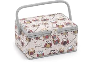 Hobby Gift Exclusive Medium Sewing Craft Storage Box, Wood, Hoot, (L/W/H) 25.5 x 18.5 x 14.5cm