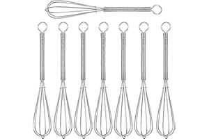 Fouet Patisserie Professionnel Fouet Cuisine Inox Fouet Ballon Mélangeur d'Oeuf Fouet de Cuisine Manuel Antiadhésif Fouet Manuel Rotatif pour Mélanger Cuire Fouetter Battre Mousser et Remuer 8 Pièces