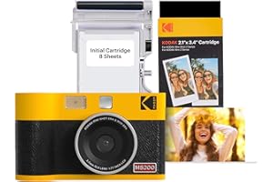 KODAK Mini Shot 2 ERA 4PASS 2-in-1 Instant Camera and Photo Printer (2.1x3.4 inches), Initial 8 Sheets + 30 Sheet Pack Bundle, Yellow
