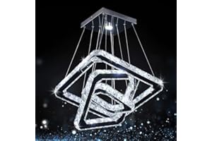 diisunbihuo 48W LED Moderne Kristall Kronleuchter Edelstahl Pendelleuchte Deckenleuchte Schlafzimmer Lüster Warmweiß Kaltweiß (Kaltweiß)