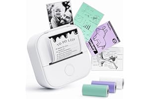 LABELCREATE T02 Impresora Fotográfica Portátil Térmica - Mini Impresora de Pegatinas Fotográficas en Blanco y Negro Bluetooth para Notas de Estudio, Impresión de Imágenes e Impresión de Documentos