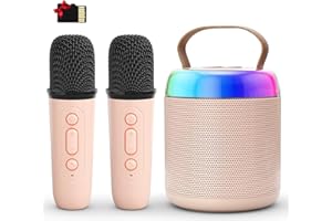 voijump Karaoke Maschine mit 2 Karaoke Mikrofonen, Mini Karaoke Maschine Kinder & Erwachsene, Bluetooth MusikLautsprecher, Mädchen Geschenke Spielzeug für 3-12 Jahre