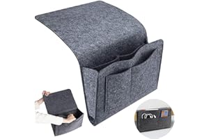 WODEHAHAGOU Bedside Storage Pocket Bedside Organiser Pocket Bedside Hanging Storage Anti-Slip for Organizing Books Accessories for Organizing Magazine Phone Small Things Home Sofa Desk Holder (Dark Grey)