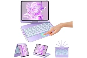 KBCASE Keyboard Case for iPad 10th/11th Generation - 360° Rotatable With Trackpad, 10.9"/11" 2022-2025, 7 Backlit Keys, UK Layout