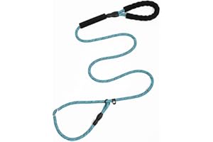 Happilax Retriever Leash, Verbesserte Anti-Würge-Wirkung, Textilmaterial, Bequemer Griff, Längenverstellbar, Strapazierfähiges Nylon, Einfach zu handhaben - 185 cm - Blau