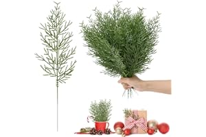 Fuhesgu 40 Pcs Ramas de Pino Artificial de Navidad 35cm Ramas de Abeto Artificiales Navideñas Decorativas Hacer Guirnaldas/Coronas/Manualidades/Decoración-Flexible Cortable