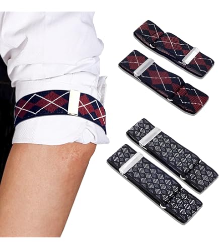 AHANDMAKER 2 Paia Fasce Elastiche Regolabili Per Maniche, Giarrettiere Antiscivolo In Tessuto, Reggicalze Per Camicie, Unisex