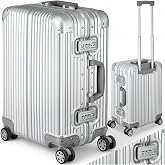 tectake&reg; Aluminum Rigid Cabin Suitcase with TSA Locks, Medium Suitcase Hand Luggage on Airplane, Light Cabin Suitcases, Trave