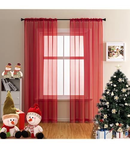 SIMPVALE Lot De 2 Rideaux Voilages Broderie A Pattes Pour Chambre