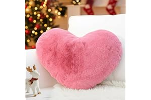 Yhoelata Cojin Corazon Rosa Brillante, Cojin de Peluche en Forma de Corazon, Cojines De Sofa De Felpa, Cojines De Cama, Decoracion De Dormitorio Infantil, 38 x 48 cm