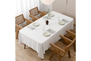 Zdada Weiß Abwaschbar Tischdecken 140x240cm Rechteckig Polyester Tischdecke, Kratzfest, Fleckschutz Tischtuch Outdoor Tischwäsche für Garten, Esszimmer, Feiern und Haushalt