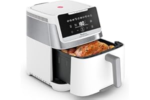 Moulinex Easy Fry Silence 7L, Friggitrice ad Aria Silenziosa XXL, Fino a 8 Persone, 10 Modalità, con Sistema Genius e Griglia di Cottura Regolabile, Colore Bianco, EZ8421