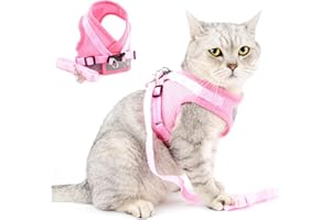 SELMAI Harnais Chat Adulte Réglable Réfléchissant Maille Douce Harnais Veste Anti Traction Petit Chien Harnais Classiques Laisse pour Chien Chaton Harnais de Gilet pour Chiot Chihuahua Rose S