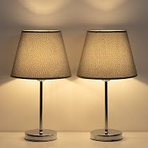 Set Di 2 Lampade Da Comodino In Vetro Con Paralume In Tessuto Bianco - Base In Vetro, Interruttore Sul Cavo, Luce Calda Per Camera Da Letto