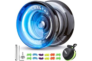 MAGICYOYO Responsiv jojo för barn, K2, kristall, svart, blå, 2-i-1 – responsiv och oresponsiv jojo, fingersnurra trick jojo m