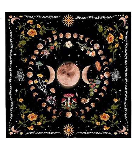 Doukesh Tapis Voyance Tapis Oracle pour Cartes et Tarot Divinatoire Nappe D'Autel en Velours pour Cartomancie et Pendule Divinatoire