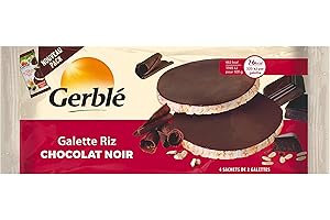 Gerblé Galettes de riz au chocolat noir, 4x2 Galettes (Emballages individuels), 130,4g, 208678