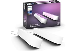 Philips Hue Play White and Color Ambiance Barre lumineuse connectée Pack de 2, unité de base, Éclairage d’ambiance pour TV et gaming (Compatible avec Alexa, Google Assistant et Apple HomeKit), Blanc