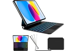 ‎NUFLAZ Nuflaz Tastaturhülle für iPad 10 Generation (2022) & iPad 11 Zoll A16 (2025), QWERTZ Deutsches Layout, Magnetisches Schwebedesign, Multi-Touch Trackpad & Reaktionsschnelle Tasten, Schwarz Grau, X8