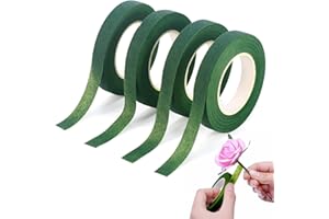 Mynoozi 4 rollos de cinta de ramo de flores verde oscuro para envolver tallos de ramo de 30 yardas/rollo