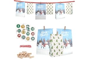 ONEHAUS DIY Large Advent Calendar to Fill at Home, Gift Paper Bags, Crafts, Penguin Advent Bags, Small Homemade Items for Advent Calendars, Children Fill Their Own