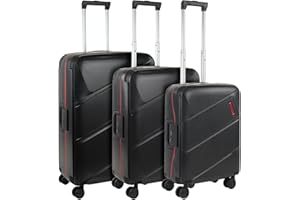 JASLEN - Set de Valises Rigides 4 roulettes - Valise Grande Taille, Valise soute Avion, Bagages pour Voyages, Lot de Valises à Roulette. Fabriquées en PP matériau résistant, Noir