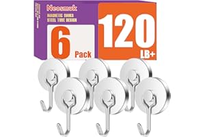 Neosmuk Swing Magnetic Hooks for Cruise Cabins – Heavy Duty 120lb Strong Magnet Hooks, Cruise Essentials for Ship, Fridge, Wall, Ceiling, Door, Hanging and Decorations (Pack of 6, Silver)