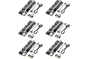 YABOANG VER009S 1X bis 16X PCIE Riser Karte für GPU, mit 0.6m USB 3.0 Verlängerungskabel - 6-pin SATA Stromkabel - GPU Extender Adapter Karte für Bitcoin Ethereum Mining ETH (6 STK.)