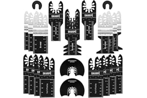 SHARPÈ 21 PC Mix Multitool Blades Wood and Metal - Universal Quick Release - Compatible with Dewalt, Worx, Rockwell, Makita, Fein, Silverline, Milwaukee and Other Multi Tool Blades Wood and Metal
