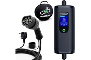 VORSPRUNG® Portable EV Charger Type 2 with 8 Metre 8M Controllable Digital Screen (UK Plug 3 pin), Electric Vehicle Portable Charging Cable Type 2 (type 2 female), 8/10/13A FREE Carry Case (8M)