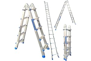 WORHAN Echelle de 530cm Aluminium Telescopique 5.3m A Forme Pliable Polyvalente Escabeau Robuste L5