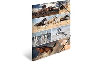 ‎HERMA HERMA 19217 Sammelmappe A3 Tiere Pferde, Kinder Eckspanner-Mappe aus Pappe mit Innendruck & Gummizug, stabile Einschlagmappe aus Karton für Jungen & Mädchen