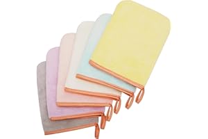 GRBAIN 6 Piezas Manoplas Baño Toallas Baño Toalla Facial Toalla Cara Toalla Microfibra Toallas Lavabo Esponja Bebe Recien Nacido Toalla Desmaquillante Reutilizable Limpieza Facial 15x21cm Franela-D