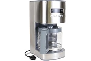 KOOLATRON Kenmore Filter Coffee Machines 12-Cup Drip Coffee Makers with 1.8L Glass Pot for Ground Coffee Digital Display Programmable Timer Auto Shut Off Warming Plate Reusable Filter Kitchen Appliances Silver