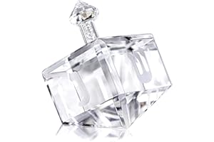 HDCRYSTALGIFTS Figura de Dreidel de cristal hecha a mano de 3.5 pulgadas con letras hebreas, pisapapeles de vidrio, coleccionables, regalo de Hanukkah, decoración de mesa para el hogar