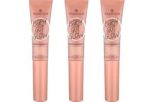 ‎ESSENCE COSMETICS essence BABY GOT GLOW liquid highlighter, Nr. 10, Gold, definierend, Expressergebnis, Einfach zu entfernen, glänzend, vegan, ölfrei, ohne Parabene, ohne Mikroplastikpartikel, 3er Pack (3x10ml)