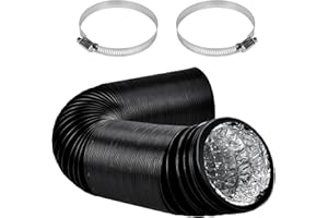 FULHDEDI ø100mm Abluftrohr, 5m PVC Abluftschlauch, Schwarz Flex-Schlauch Abluftschlauch mit 2 Schlauchschelle Edelstahl für Mobile Klimaanlage, Trockner, Abluftventilator, Belüftungssystem