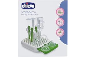 Chicco Scolabiberon, Asciugabiberon Neonato, Igiene e Pulizia Biberon, Accessori pappa neonato, Salvaspazio, Design Compatto, Comodo, colore verde