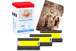 Compatible with Canon Selphy CP1300 KP-108 Ink and Paper KP-108 | Compatible with Canon Selphy KP-108 Ink and Paper(4 x 6 inch 108 Sheets + 3 Color ink ) for CP1200 CP1500 CP900 CP910 CP710