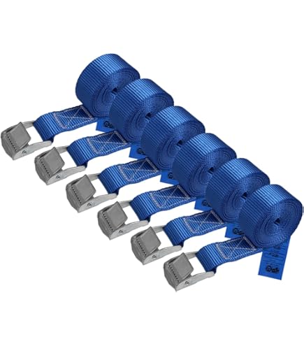 6× cinghia cricchetto, cinghie di fissaggio, Cinghie di Tensione,Cinghie Per Bagagli Per Valigie, Usato per Bici Portapacchi, Kayak, Moto E Auto, Carico Resistenza, regolabile (grigio, 25 mm * 2m